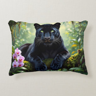Black Panther in the Jungle Accent Pillow