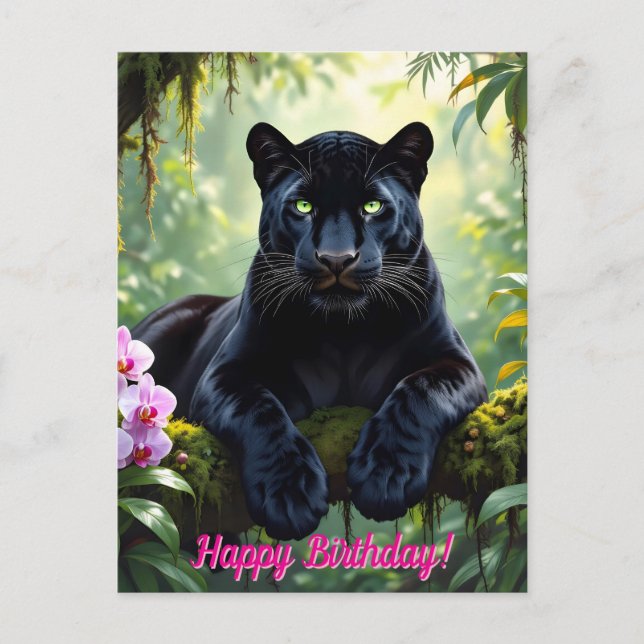Black Panther in the Jungle Postcard (Front)