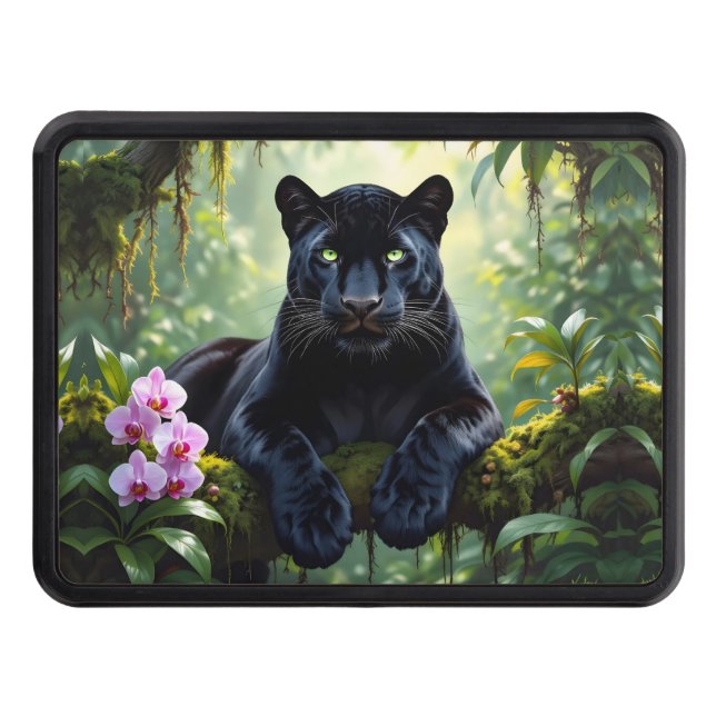 Black Panther in the Jungle Trailer Hitch Cover (Front)