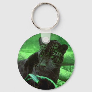 Black Panther Jaquar on Green Keychain