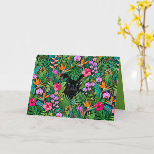 Black Panther Jungle Flowers & Tropical Foliage Card