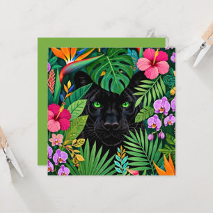 Black Panther Jungle Flowers & Tropical Foliage Card