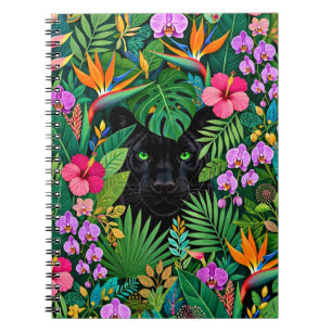 Black Panther Jungle Flowers & Tropical Foliage Notebook