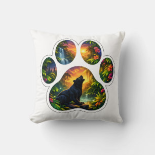 Black Panther Jungle Paw Design Throw Pillow