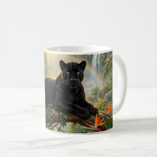 Black Panther Kenya Jungle Flowers Waterfall Coffee Mug