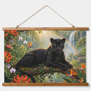 Black Panther Kenya Jungle Flowers Waterfall Hanging Tapestry