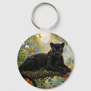 Black Panther Kenya Jungle Flowers Waterfall Keychain