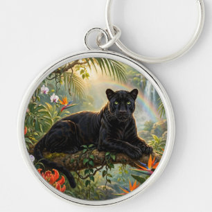 Black Panther Kenya Jungle Flowers Waterfall Keychain