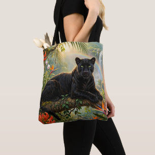 Black Panther Kenya Jungle Flowers Waterfall Tote Bag