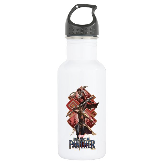 Black Panther | Nakia & Okoye Wakandan Graphic 532 Ml Water Bottle (Front)
