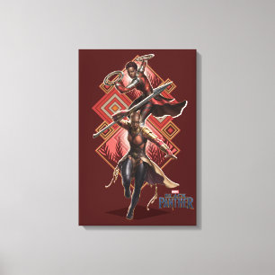 Black Panther Nakia & Okoye Wakandan Graphic Canvas Print