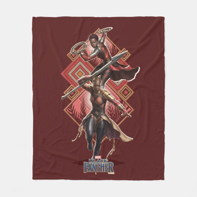 Black Panther | Nakia & Okoye Wakandan Graphic Fleece Blanket (Front)