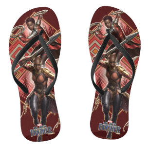 Black Panther   Nakia & Okoye Wakandan Graphic Flip Flops