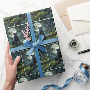 Black Panther On a Moonlit Tree Branch Wrapping Paper