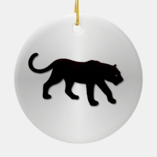 Black Panther on Silver Ceramic Ornament