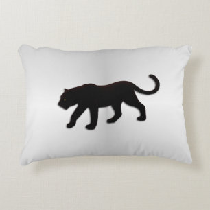 Black Panther on Silver Decorative Pillow