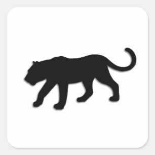 Black Panther on White Square Sticker