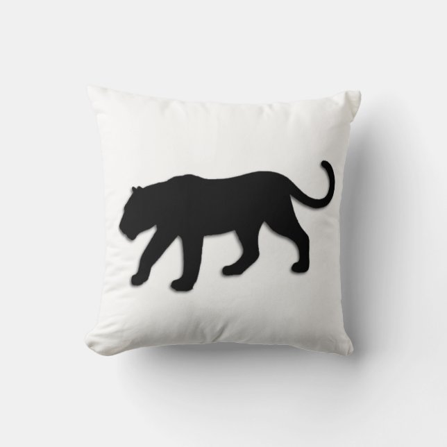 Black Panther on White Throw Pillow (Front)