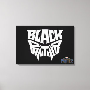Black Panther   Panther Head Typography Graphic Canvas Print