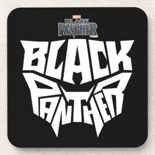 Black Panther   Panther Head Typography Graphic Coaster