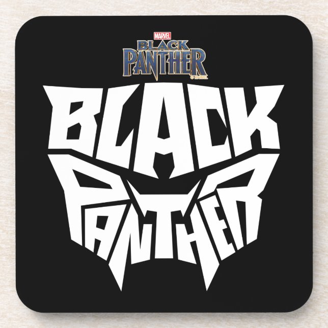 Black Panther | Panther Head Typography Graphic Coaster (Front)
