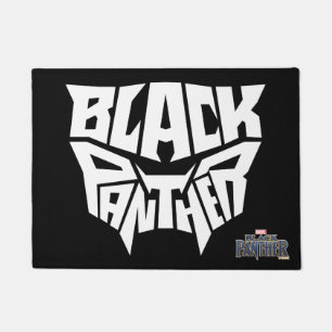 Black Panther   Panther Head Typography Graphic Doormat