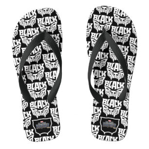 Black Panther   Panther Head Typography Graphic Flip Flops