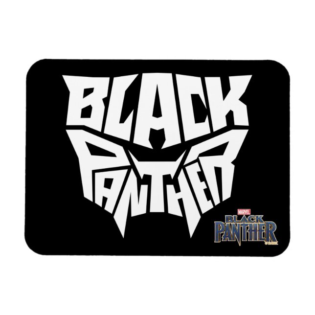Black Panther | Panther Head Typography Graphic Magnet (Horizontal)