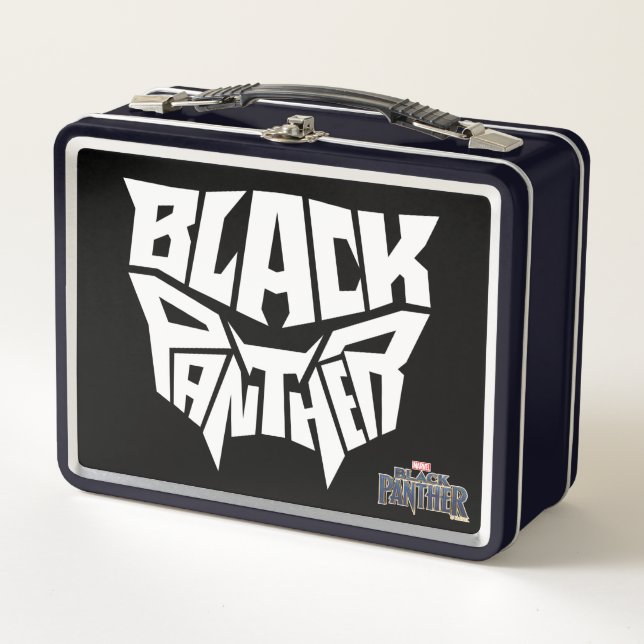 Black Panther | Panther Head Typography Graphic Metal Lunch Box (Front)