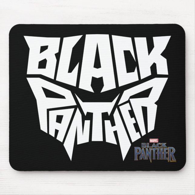 Black Panther | Panther Head Typography Graphic Mouse Pad (Front)
