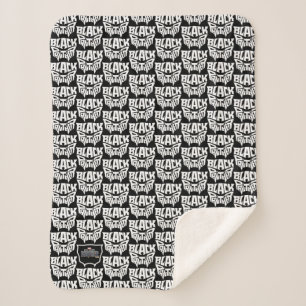 Black Panther   Panther Head Typography Graphic Sherpa Blanket