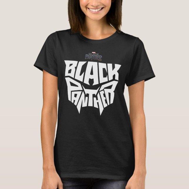 Black Panther | Panther Head Typography Graphic T-Shirt (Front)