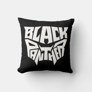 Black Panther   Panther Head Typography Graphic Throw Pillow