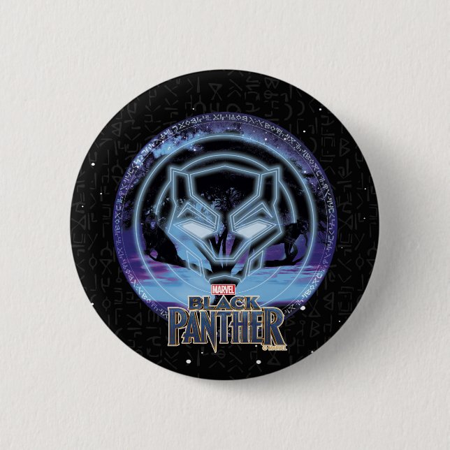 Black Panther | Panther Symbol & Wawa Tree 2 Inch Round Button (Front)