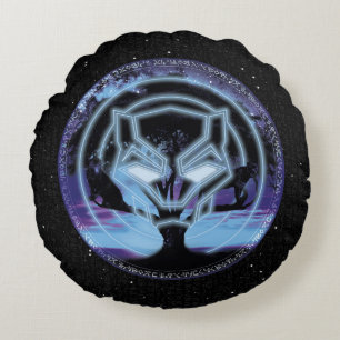 Black Panther   Panther Symbol & Wawa Tree Round Pillow
