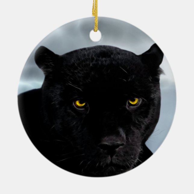 Black Panther Panthera Ceramic Ornament (Back)