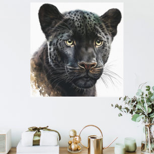 Black Panther Portrait Image Watercolor Canvas Print