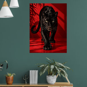 Black Panther Poster, Dramatic Red and Black Wild Poster