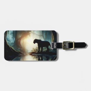 Black Panther Reflected in Pool of Water in Jungle Luggage Tag