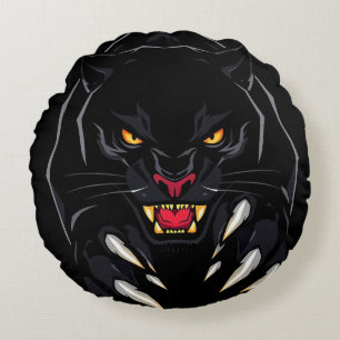 Black panther round pillow