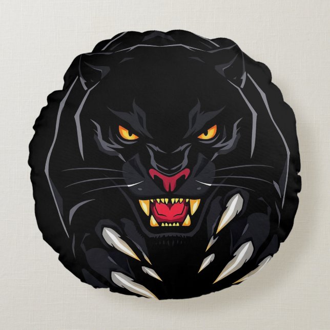 Black panther round pillow (Front)