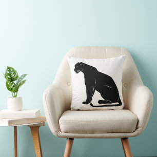 Black Panther Silhouette Throw Pillow
