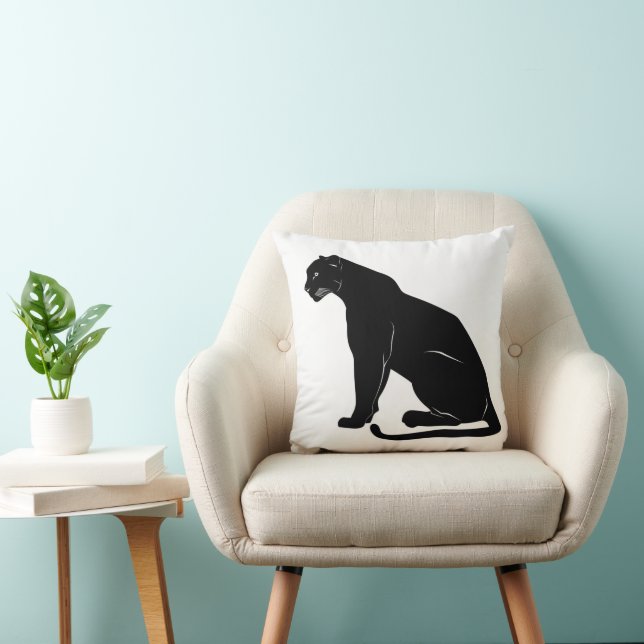 Black Panther Silhouette Throw Pillow (Chair)