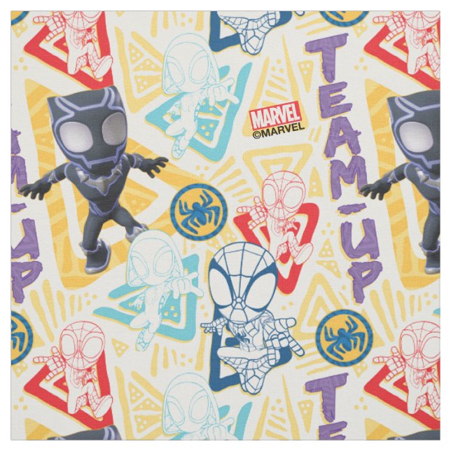 Black Panther & Spidey Team "Team-Up" Fabric (Swatch)