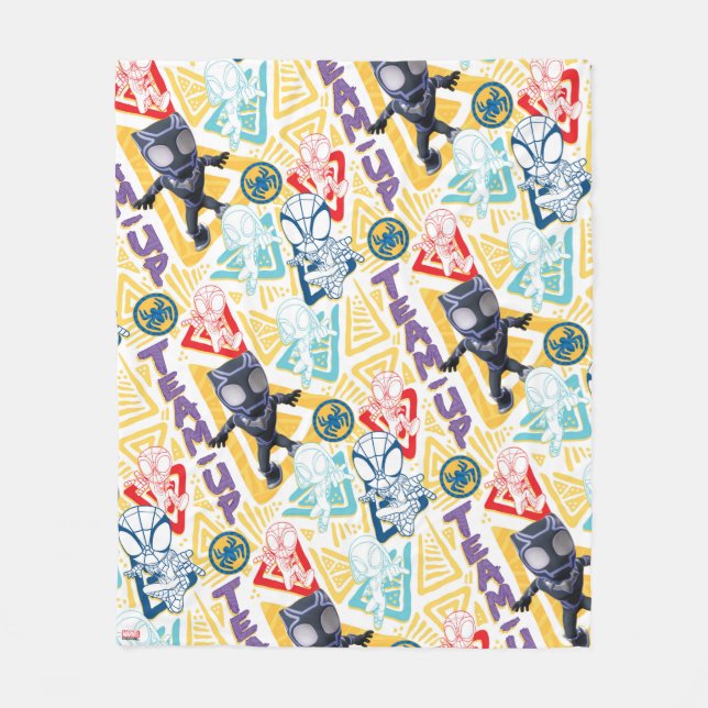Black Panther & Spidey Team "Team-Up" Fleece Blanket (Front)