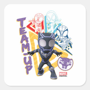 Black Panther & Spidey Team "Team-Up" Square Sticker