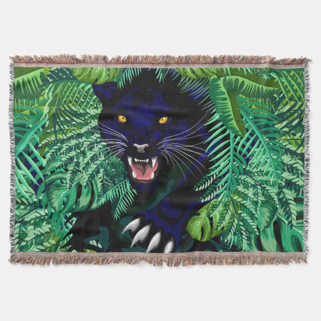 Black Panther Spirit of the Jungle Throw Blanket (Front)