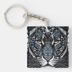 Black Panther stained glass Keychain