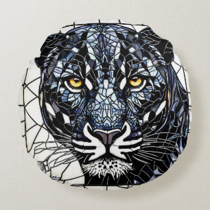 Black Panther stained glass Round Pillow