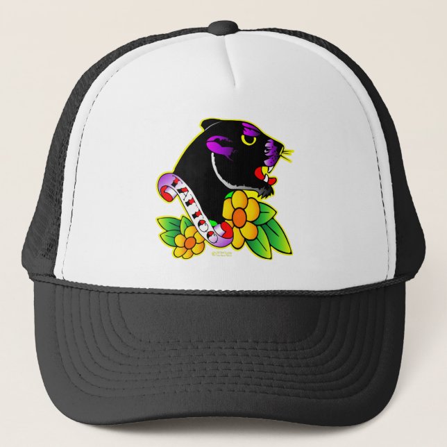 Black Panther Tattoo Trucker Hat (Front)